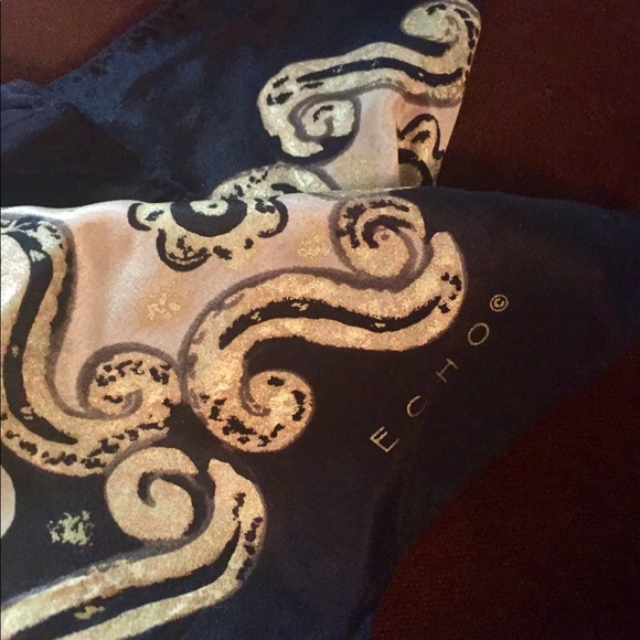 Echo silk black gold square scarf from Henri Bendel New York OS - Picture 3 of 4